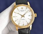 Rolex Geneve Cellini YG Case White/Gold Face 8215 Movement 40mm 316L Steel 48h Leather Band Watch